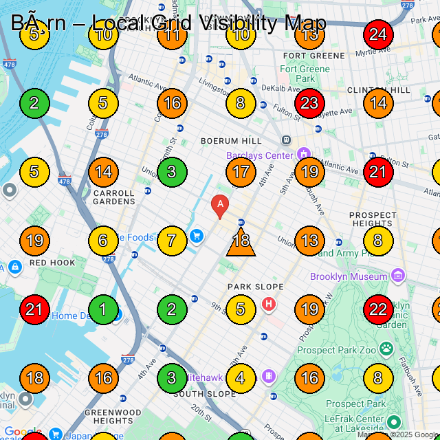 Børn Children'S Clothing Store GeoGrid ranking map for Brooklyn NY